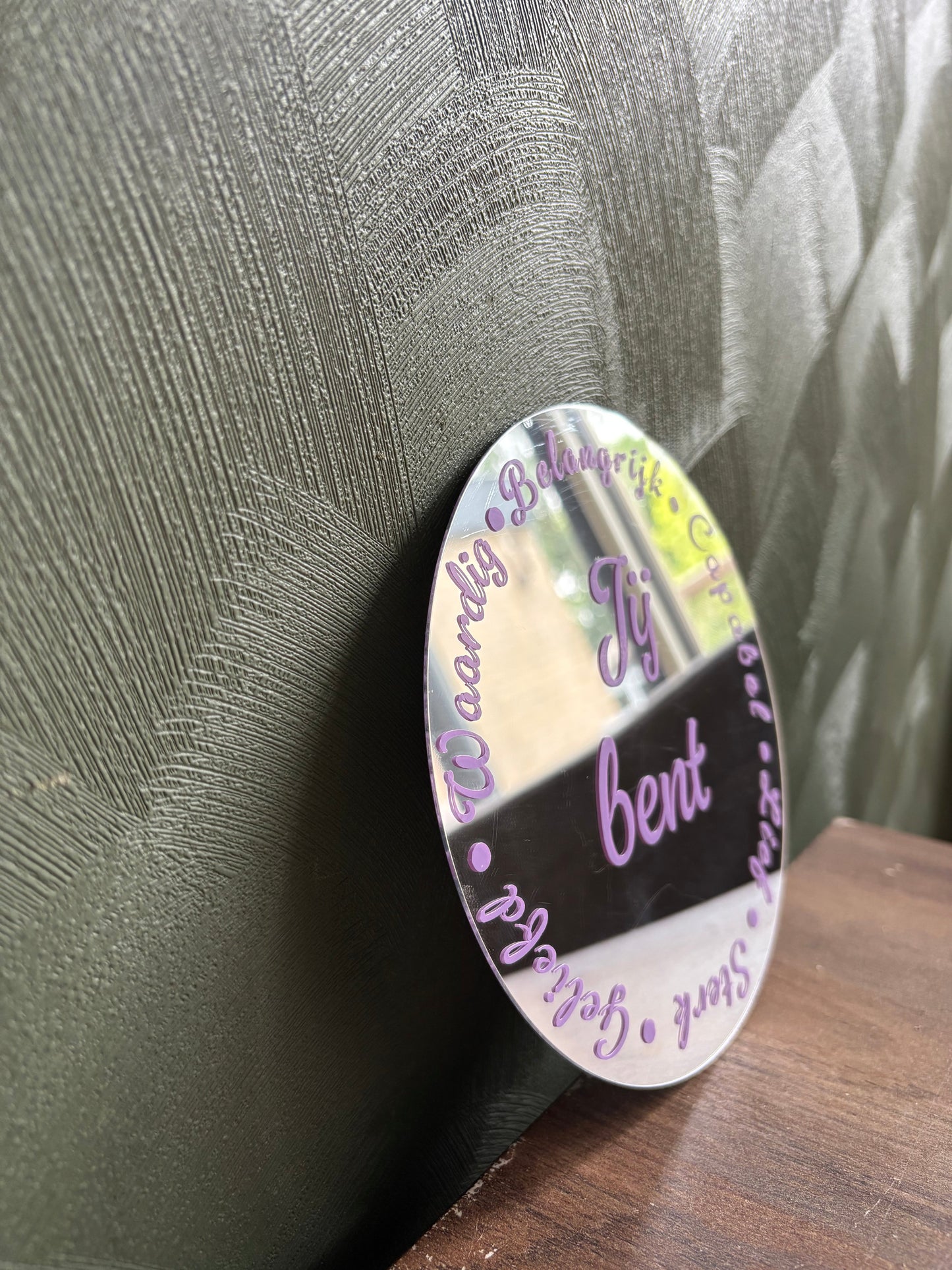 Motiverende Plakspiegel – Ø 15 cm | Zelfliefde & Positiviteit ByMVcrafts