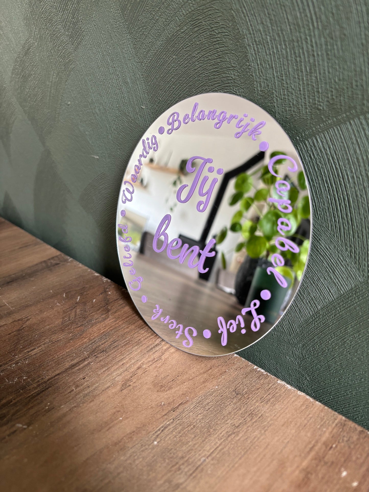 Motiverende Plakspiegel – Ø 15 cm | Zelfliefde & Positiviteit ByMVcrafts