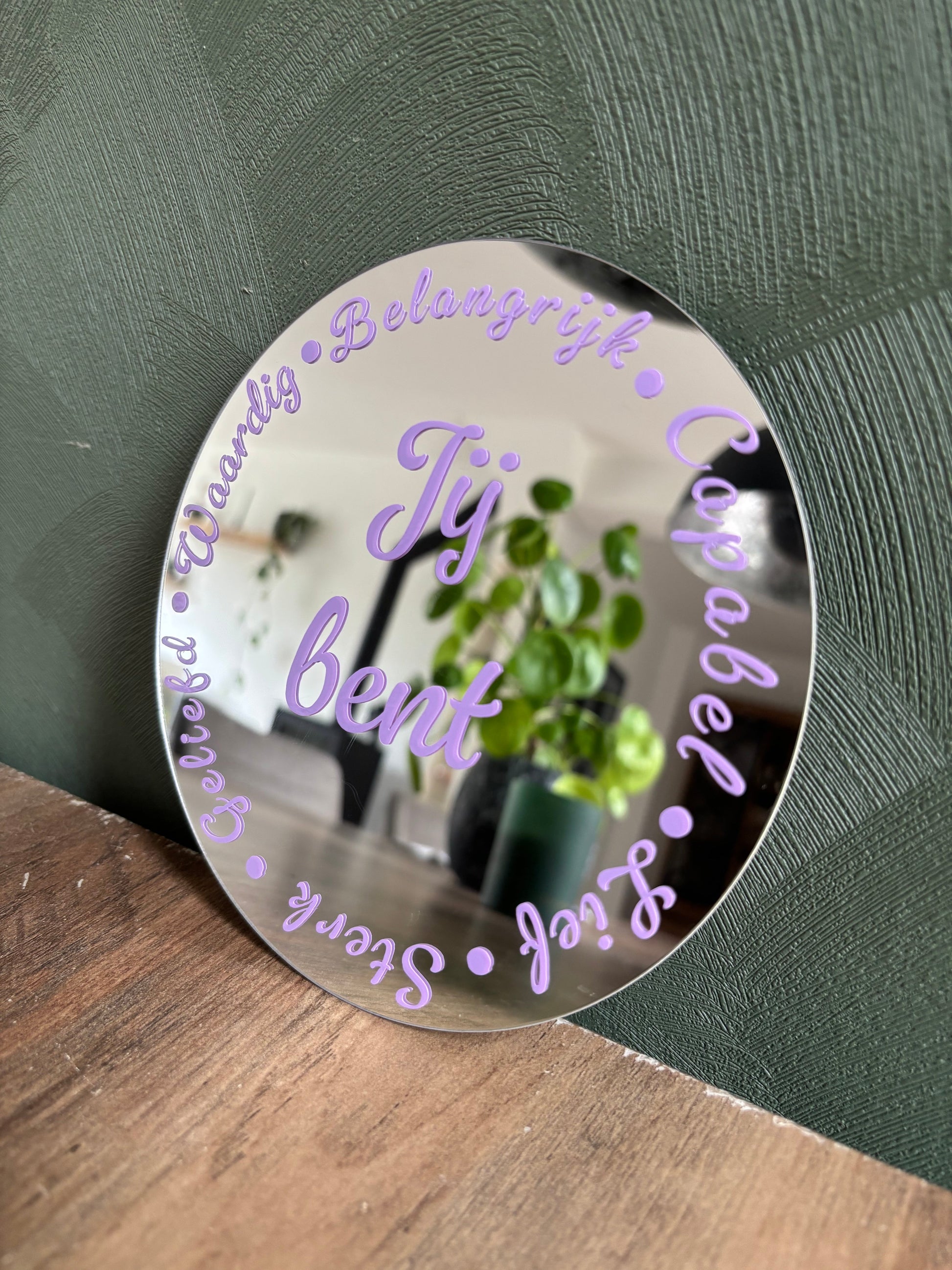 Motiverende Plakspiegel – Ø 15 cm | Zelfliefde & Positiviteit ByMVcrafts