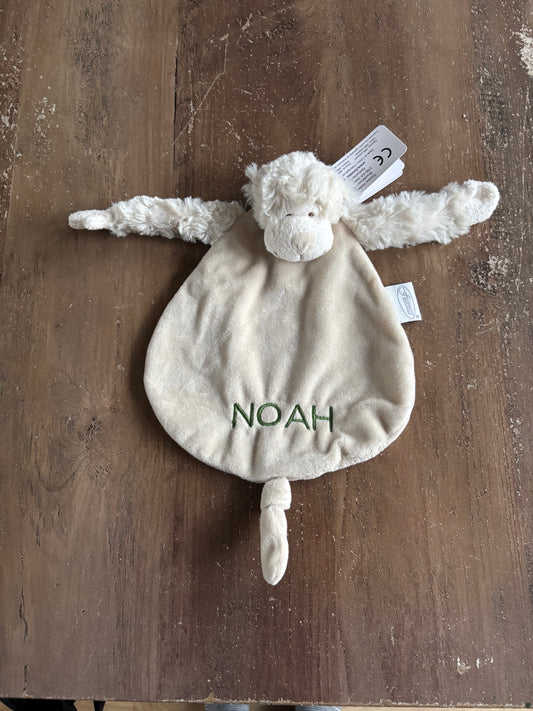 Tutdoekje/knuffeldoekje slingeraapje met geborduurde naam