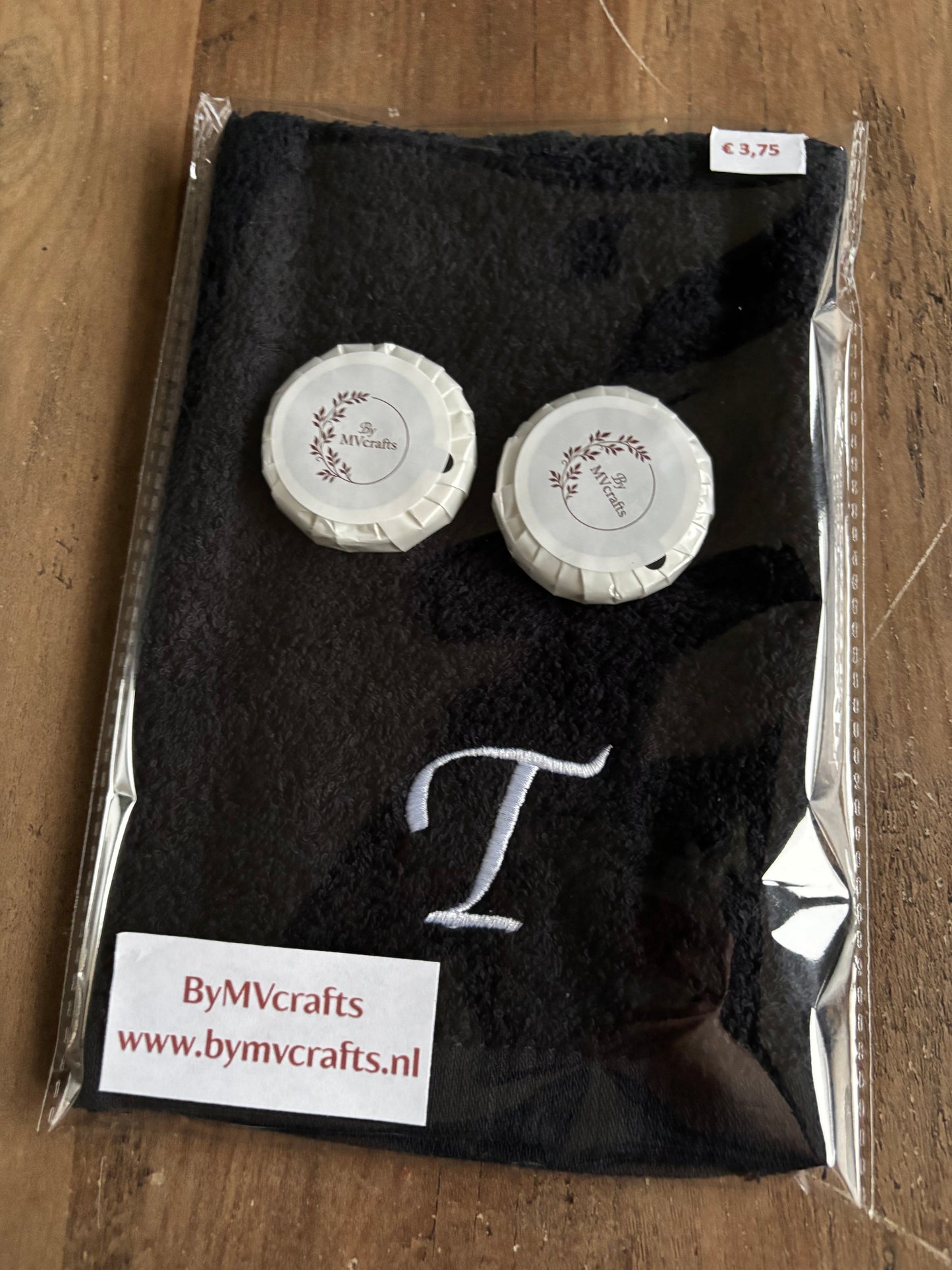 Cadeauset washandje met letter ByMVcrafts