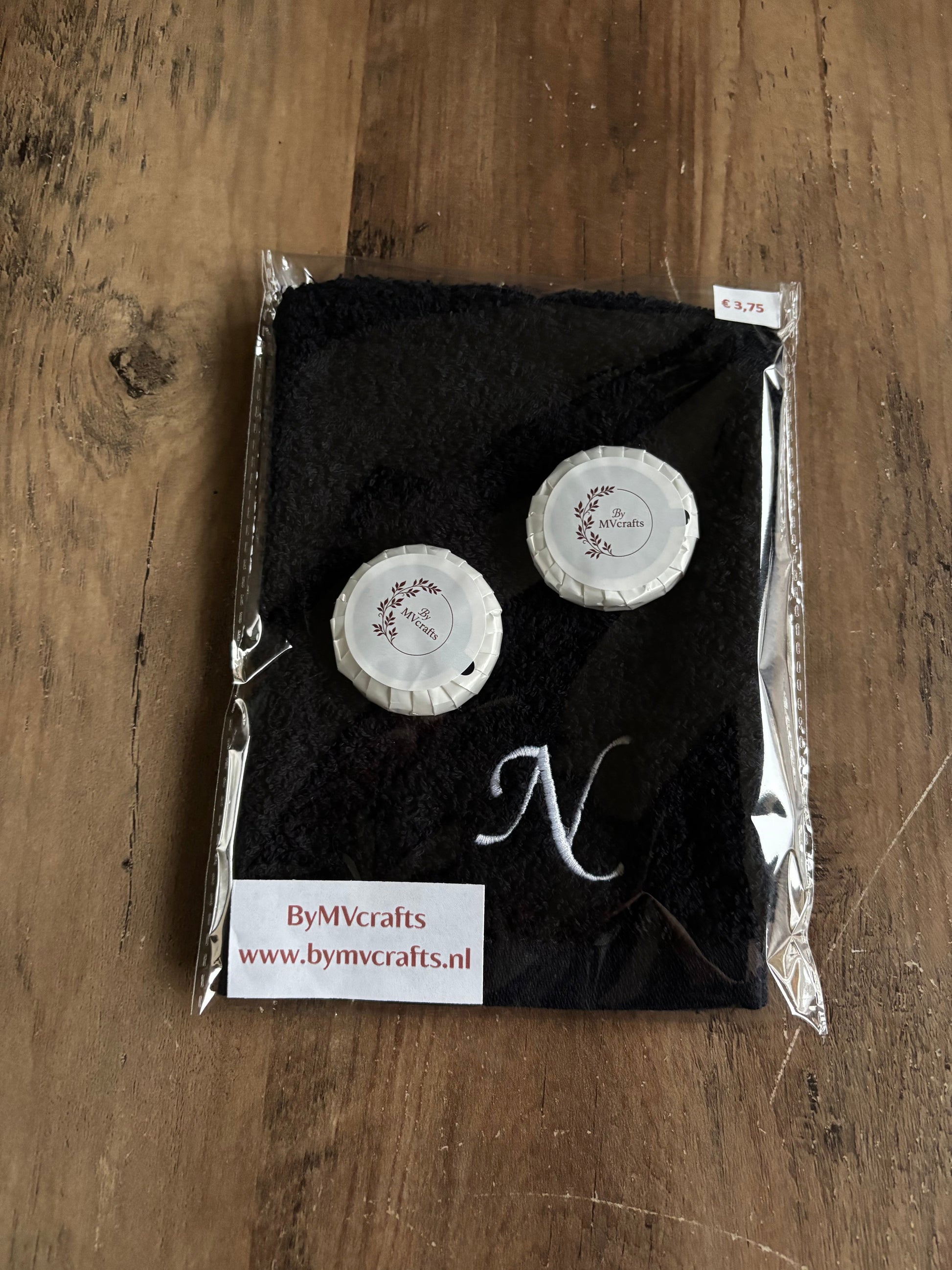 Cadeauset washandje met letter ByMVcrafts