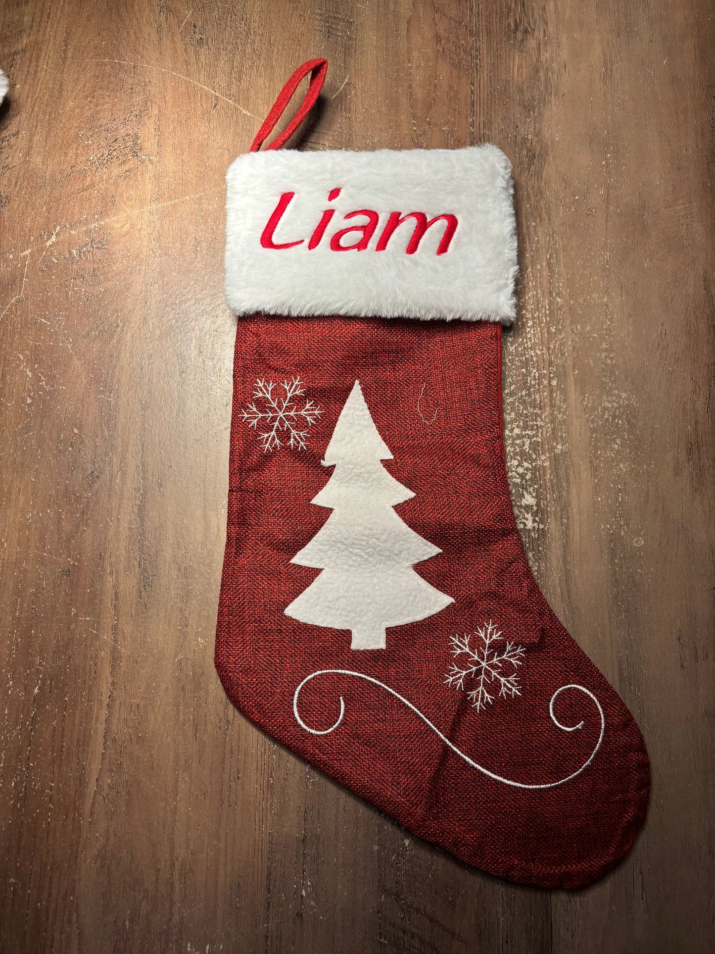 Kerstsok met naamborduring ByMVcrafts