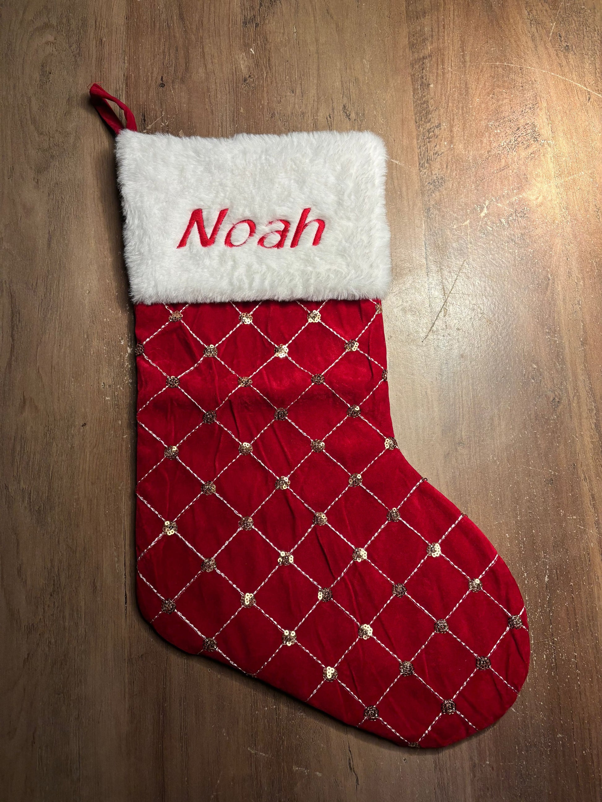 Luxe kerstsok met naamborduring ByMVcrafts