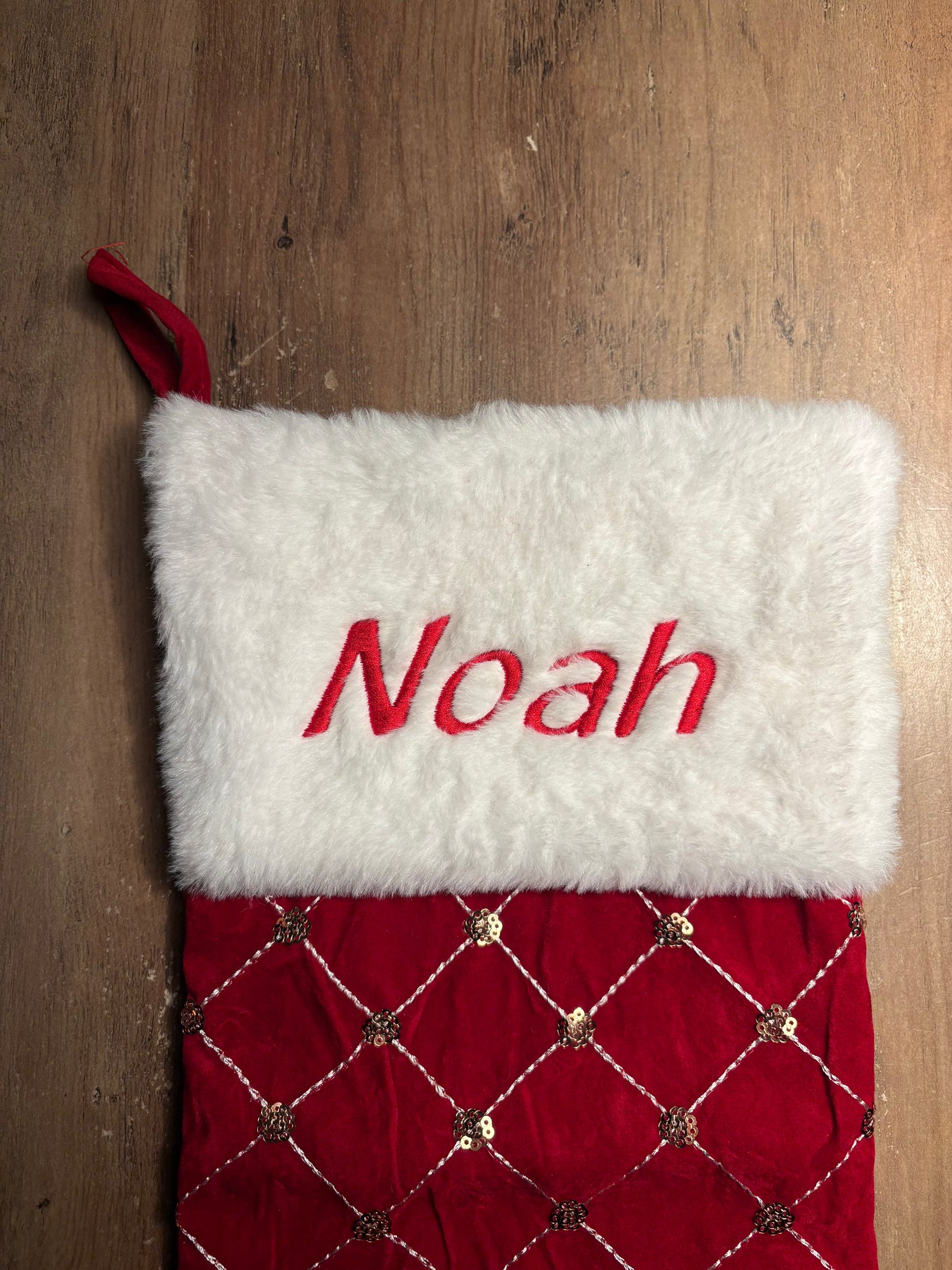Luxe kerstsok met naamborduring ByMVcrafts